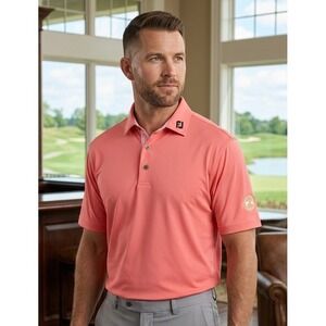 FootJoy ProDry Golf Polo Shirt Men's XL Coral Stretch Short Sleeve Preppy NWT